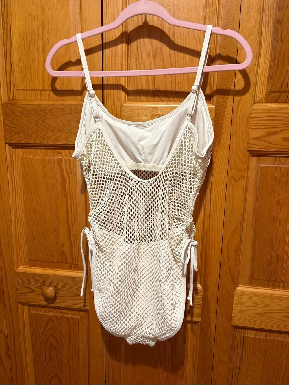 Robin Piccone White Mesh One-Piece Swimsuit